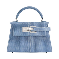 Martonix Elise Light Blue Leather Top Handle Bag