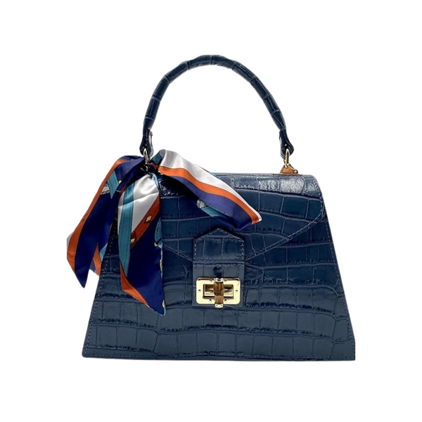 Martonix Embossed Blue Italian Leather Bag