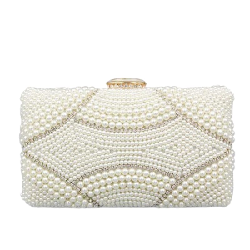 Martonix Luxe Pearl Clutch Bag - White