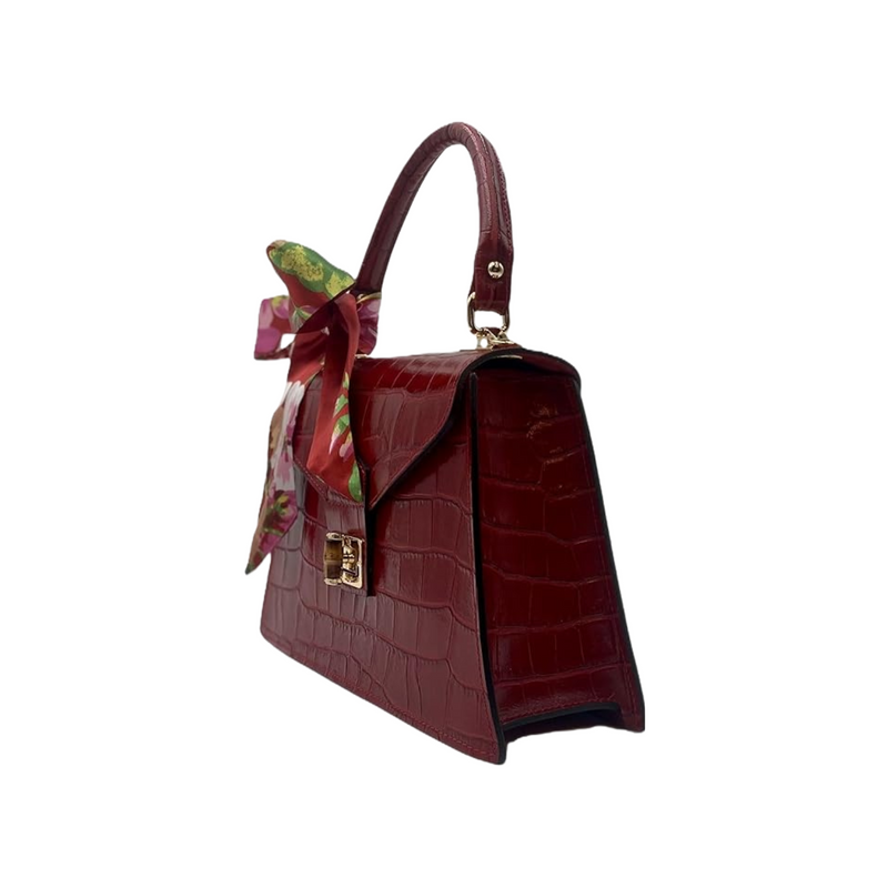 Martonix Embossed Red Italian Leather Bag