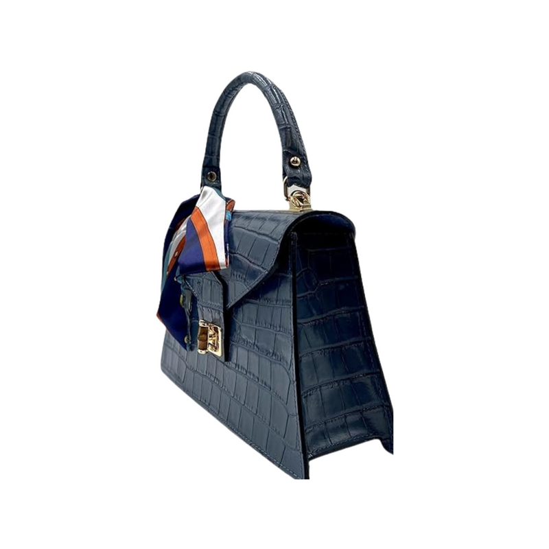 Martonix Embossed Blue Italian Leather Bag