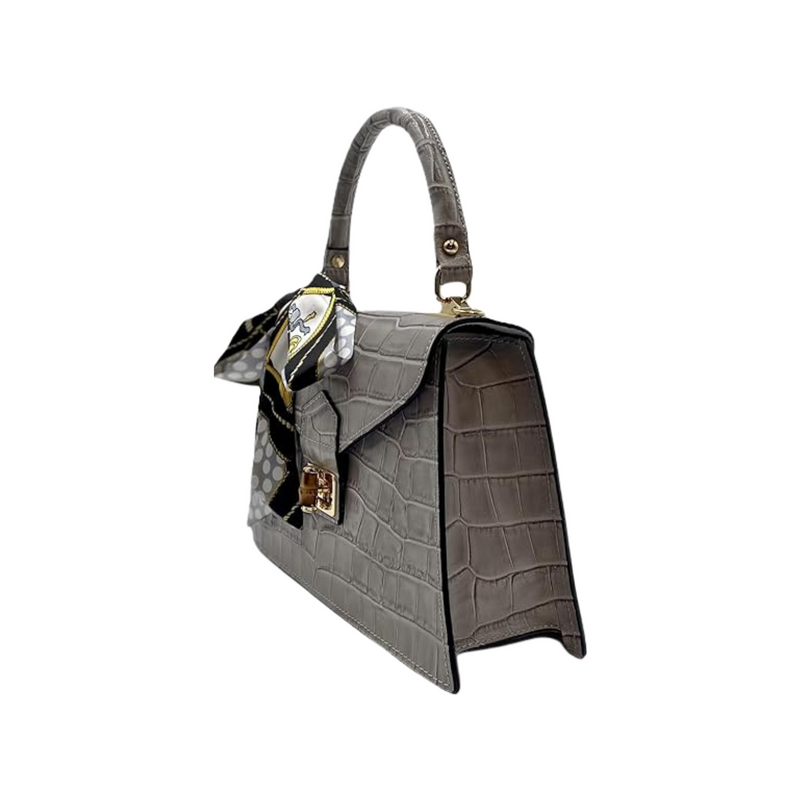 Martonix Embossed Gray Italian Leather Bag