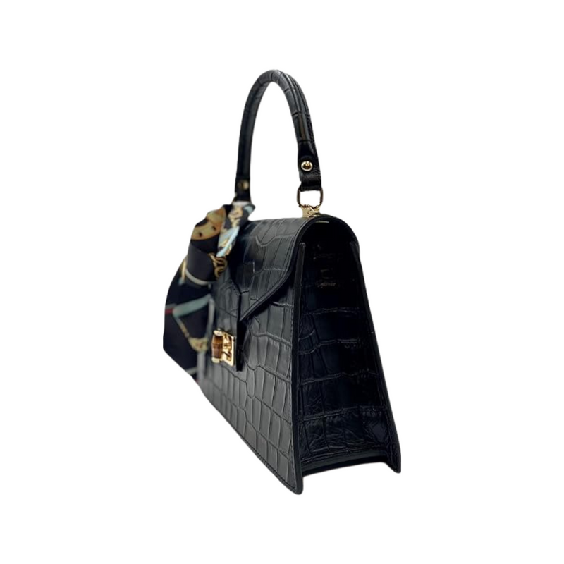 Martonix Embossed Black Italian Leather Bag