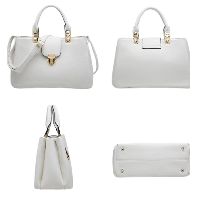 Martonix Vegan White Leather Satchel Bag