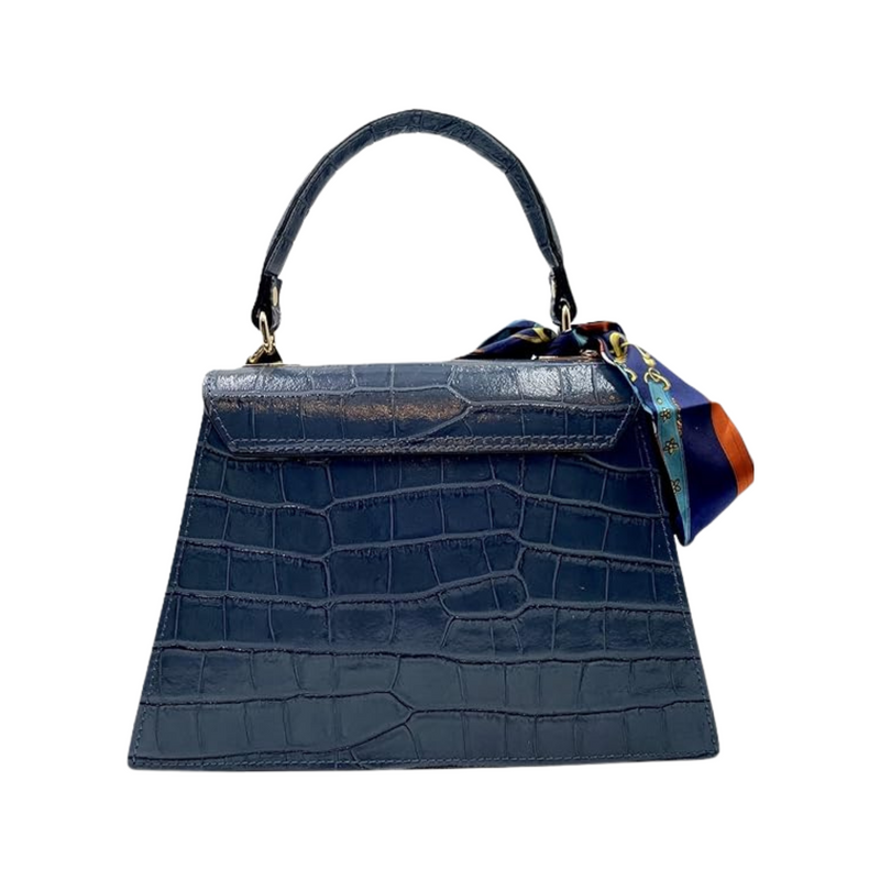 Martonix Embossed Blue Italian Leather Bag