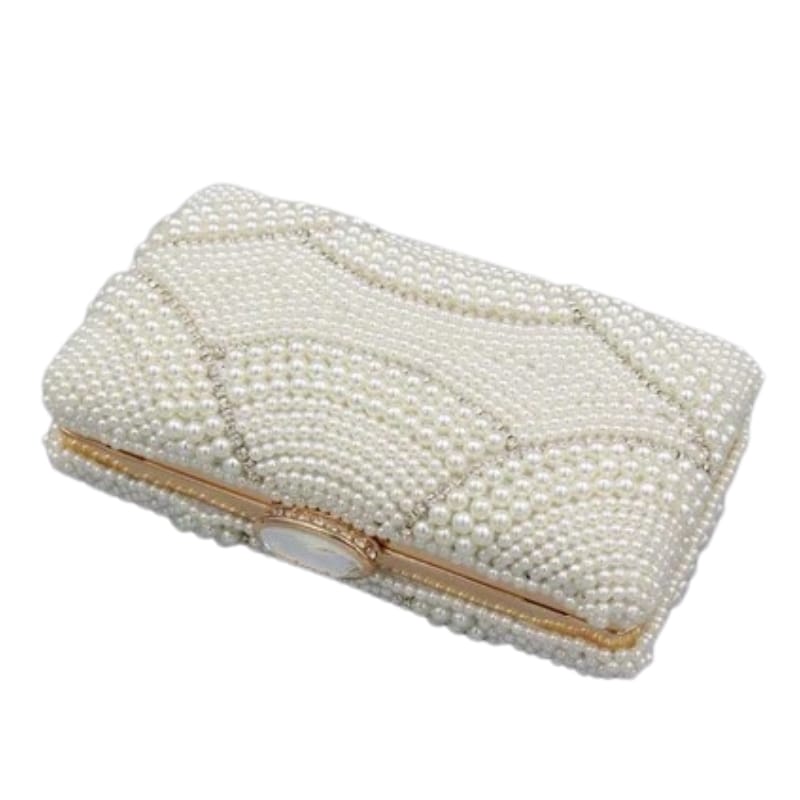 Martonix Luxe Pearl Clutch Bag - White