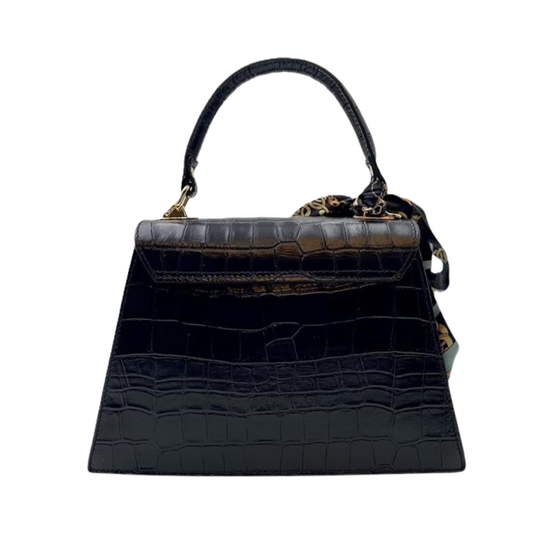 Martonix Embossed Black Italian Leather Bag