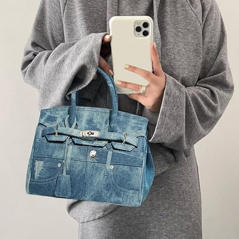 Martonix Large Denim Patchwork Bag