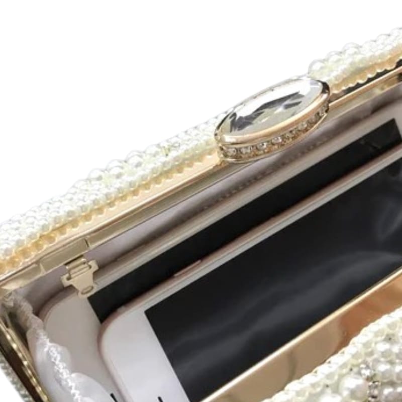 Martonix Luxe Pearl Clutch Bag - White