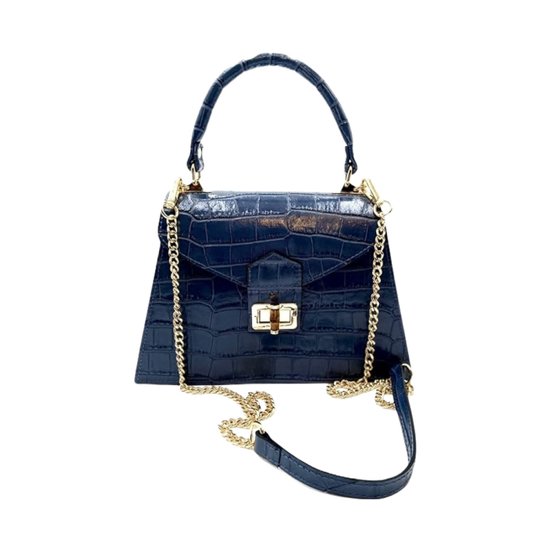 Martonix Embossed Blue Italian Leather Bag