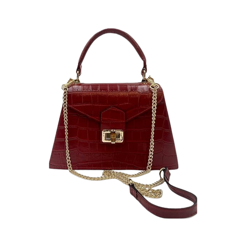 Martonix Embossed Red Italian Leather Bag