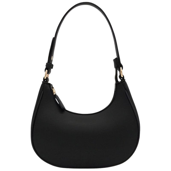 Crescent Purses Small Black Leather Shoulder Bag