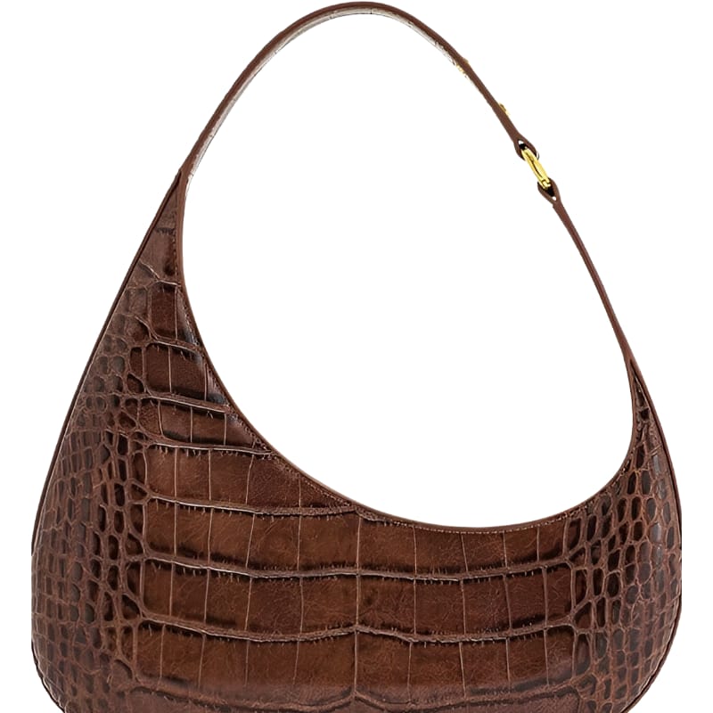 Harlee Leather Shoulder Bag - Brown Croc