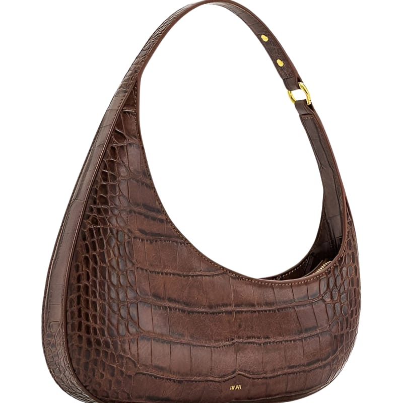 Harlee Leather Shoulder Bag - Brown Croc