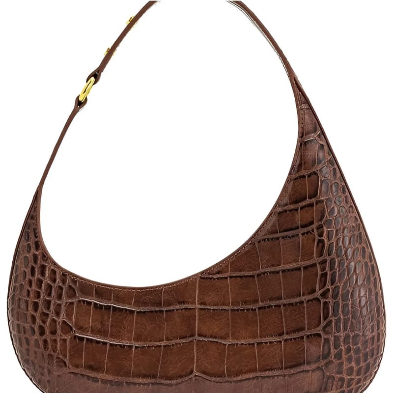 Harlee Leather Shoulder Bag - Brown Croc