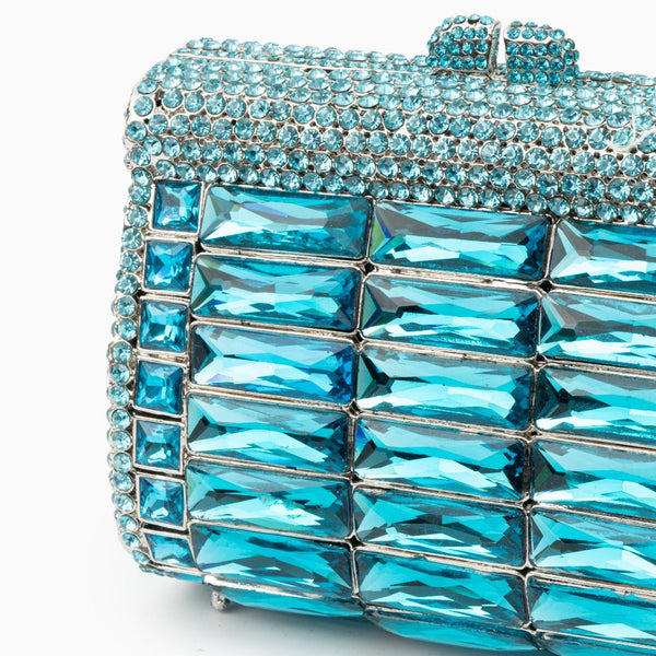 Victoria Crystals Clutch Bag - Sky Blue