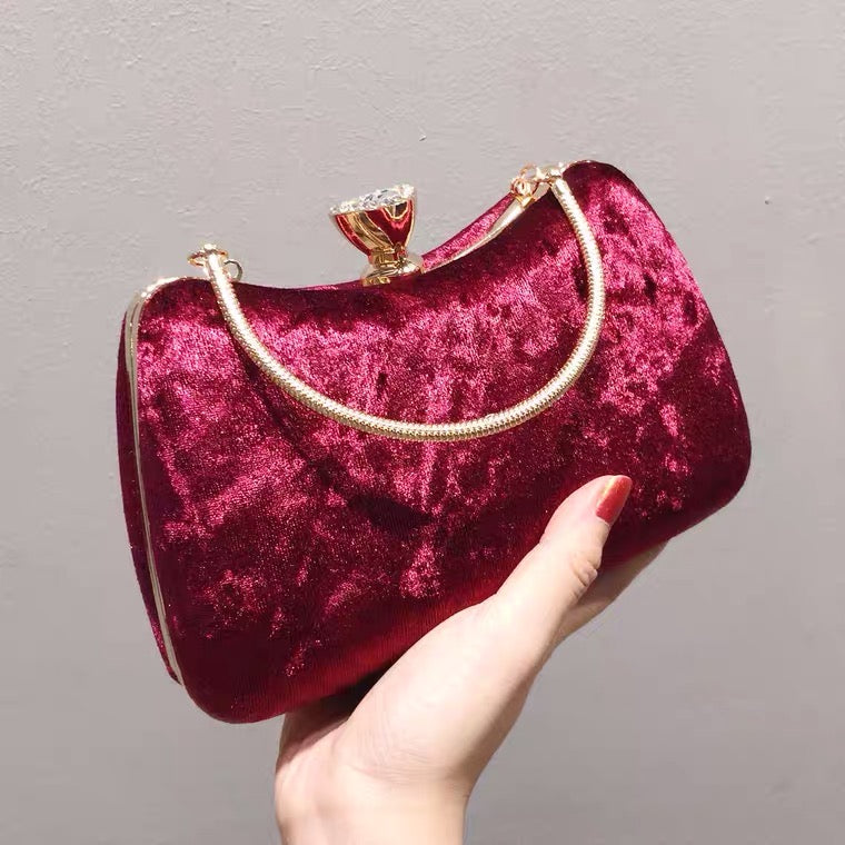 (CS) Velvet Flask Clutch Bag